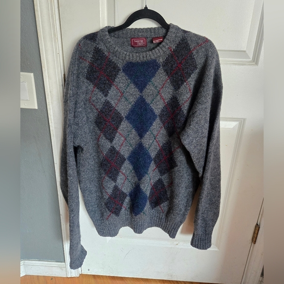 Cambridge Classics Other - Vintage Cambridge Classics Sweater Men's XL Argyle Shetland 100%  Wool Gray